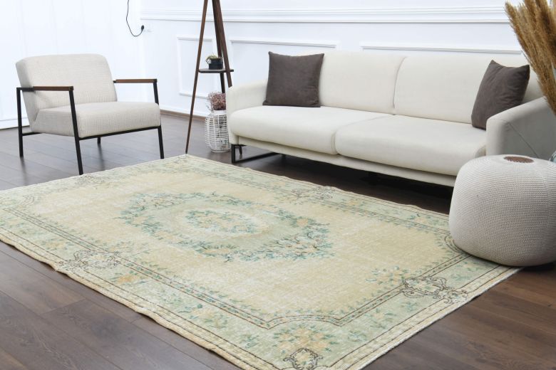 Circlet - Moss Green Vintage Oushak Carpet