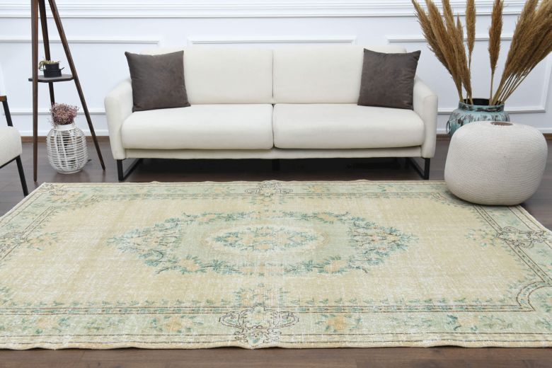 Circlet - Moss Green Vintage Oushak Carpet