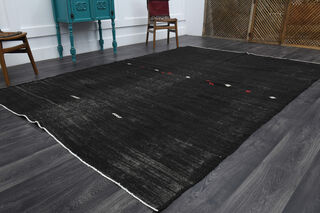 Handmade Black Area Rug - Thumbnail