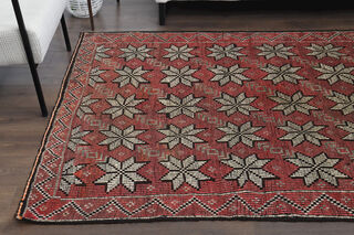 Red Floral Area Rug - Thumbnail