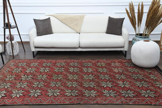 Red Floral Area Rug - Thumbnail