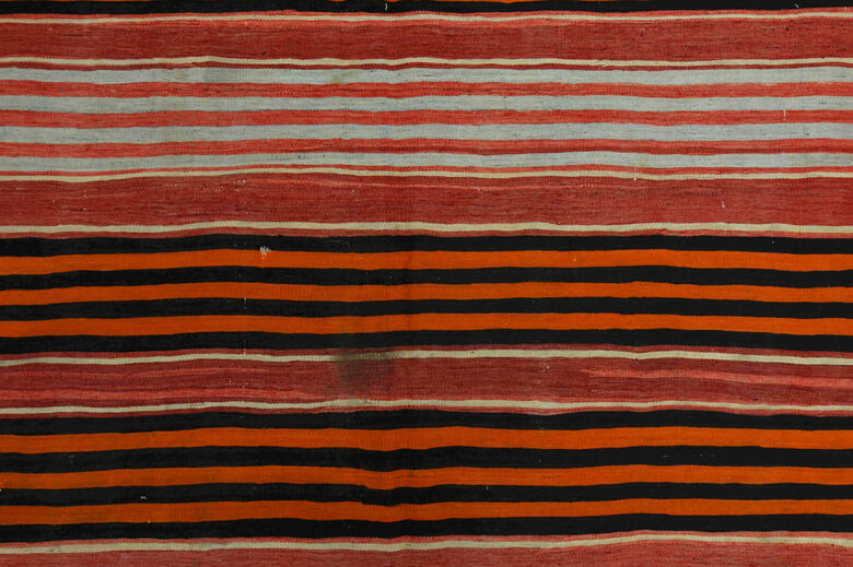 Handmade Striped Brown Kilim