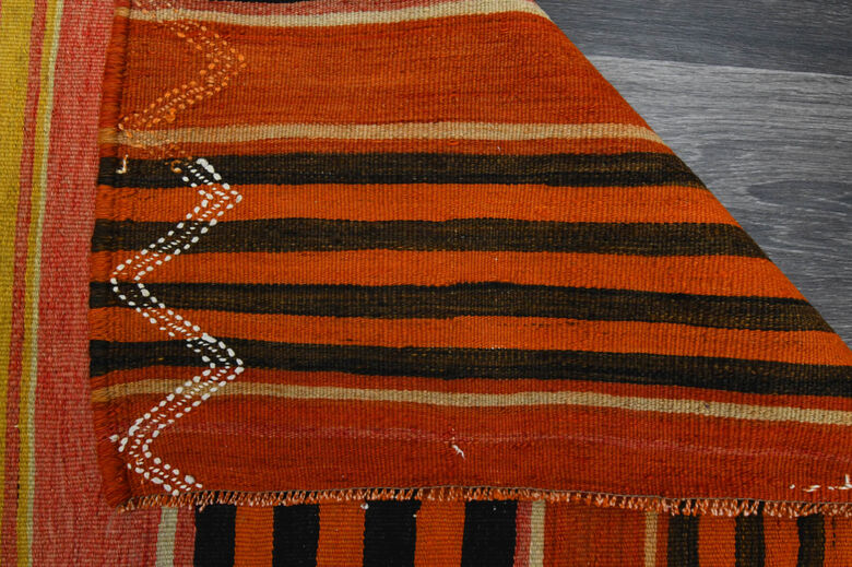 Handmade Striped Brown Kilim