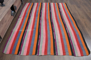 Turkish Striped Kilim Rug - Thumbnail