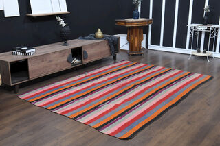 Turkish Striped Kilim Rug - Thumbnail