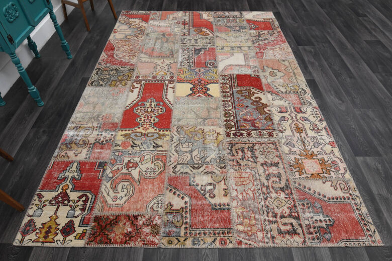 Patchwork Red Area Rug