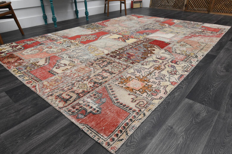 Patchwork Red Area Rug