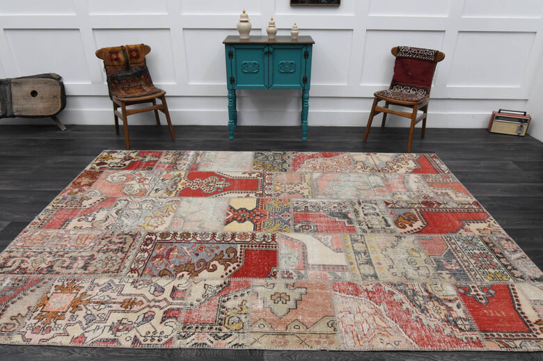 Patchwork Red Area Rug