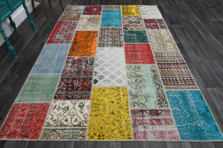 Rainbow Patchwork Vintage Rug - Thumbnail