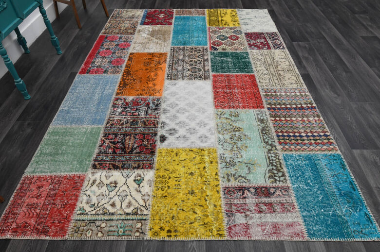 Rainbow Patchwork Vintage Rug