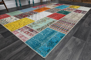 Rainbow Patchwork Vintage Rug - Thumbnail