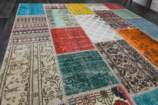 Rainbow Patchwork Vintage Rug - Thumbnail