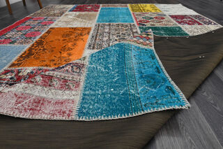 Rainbow Patchwork Vintage Rug - Thumbnail