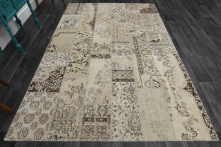 Handmade Vintage Beige Area Rug - Thumbnail