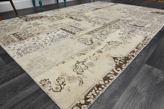 Handmade Vintage Beige Area Rug - Thumbnail