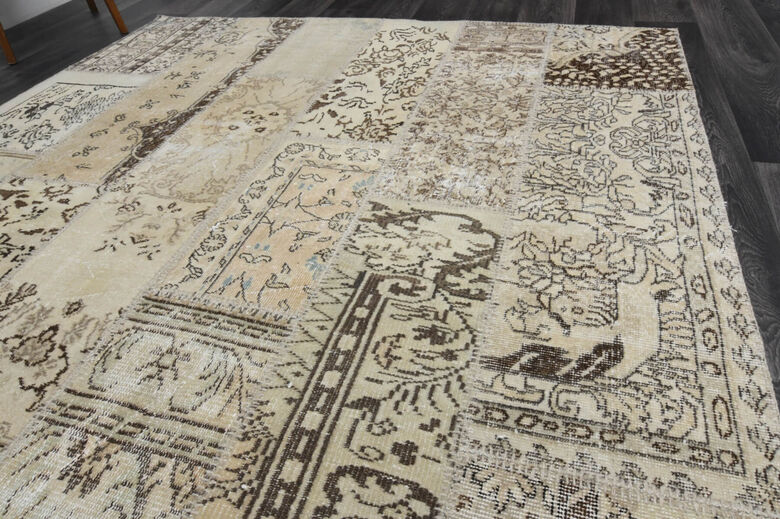 Handmade Vintage Beige Area Rug