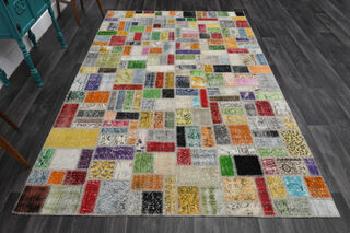 Handmade Vintage Multi-Patchwork Area Rug - Thumbnail