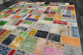 Handmade Vintage Multi-Patchwork Area Rug - Thumbnail