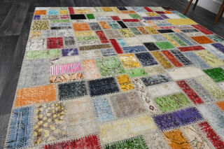 Handmade Vintage Multi-Patchwork Area Rug - Thumbnail