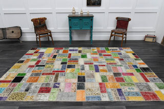 Handmade Vintage Multi-Patchwork Area Rug - Thumbnail