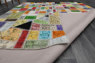 Handmade Vintage Multi-Patchwork Area Rug - Thumbnail