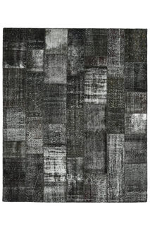 Handmade Vintage Black Patchwork Area Rug - Thumbnail