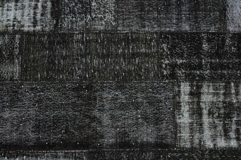 Handmade Vintage Black Patchwork Area Rug