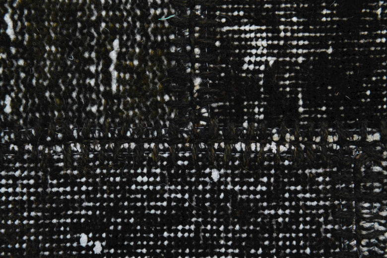 Handmade Vintage Black Patchwork Area Rug