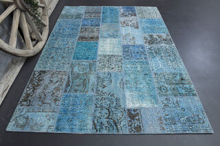 Handmade Vintage Blue Area Rug - Thumbnail