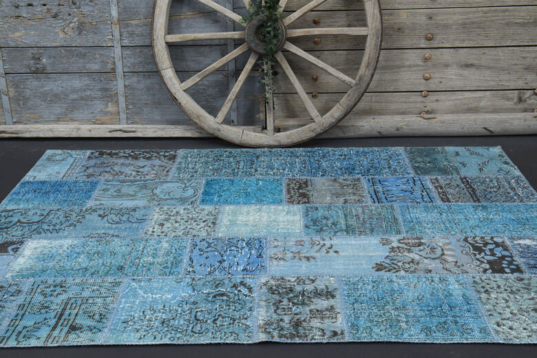 Handmade Vintage Blue Area Rug