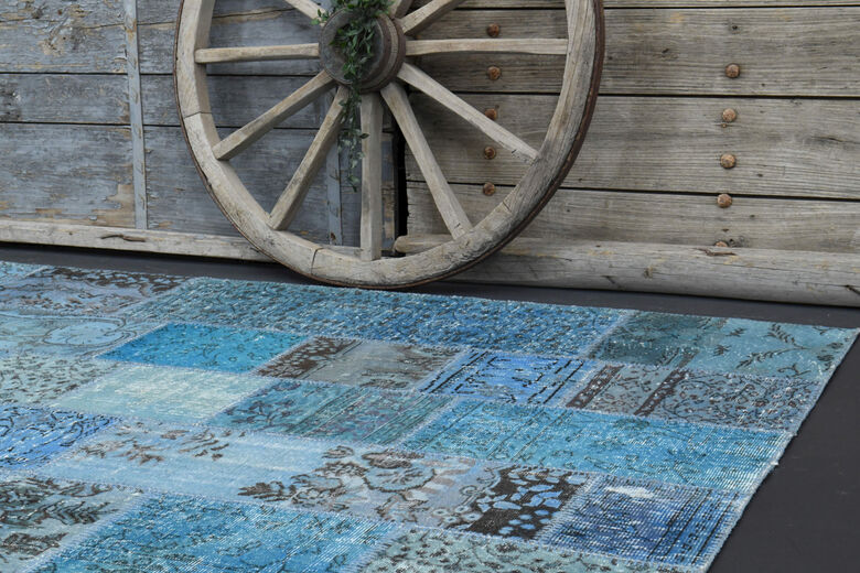 Handmade Vintage Blue Area Rug