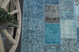 Handmade Vintage Blue Area Rug - Thumbnail