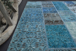 Handmade Vintage Blue Area Rug - Thumbnail