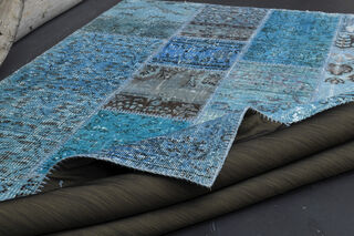 Handmade Vintage Blue Area Rug - Thumbnail