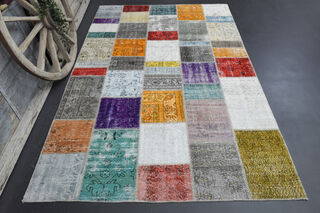 Handmade Vintage Light Colors Area Rug - Thumbnail