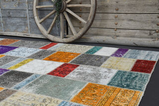 Handmade Vintage Light Colors Area Rug - Thumbnail