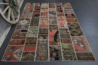 Handmade Vintage Brownish Area Rug - Thumbnail