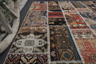 Handmade Vintage Brownish Area Rug - Thumbnail