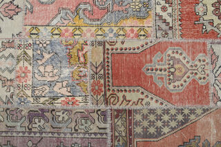 Handmade Vintage Turkish Patchwork Rug - Thumbnail