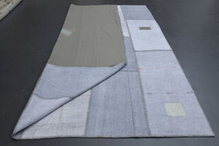 Ice Colored- Handmade Vintage Area Patchwork Rug - Thumbnail