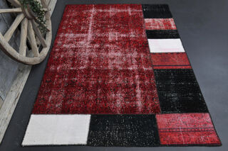 Authentic Patchwork Area Rug from 1970's - Thumbnail