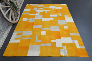 Tetris - Yellow Vintage Area Rug - Thumbnail