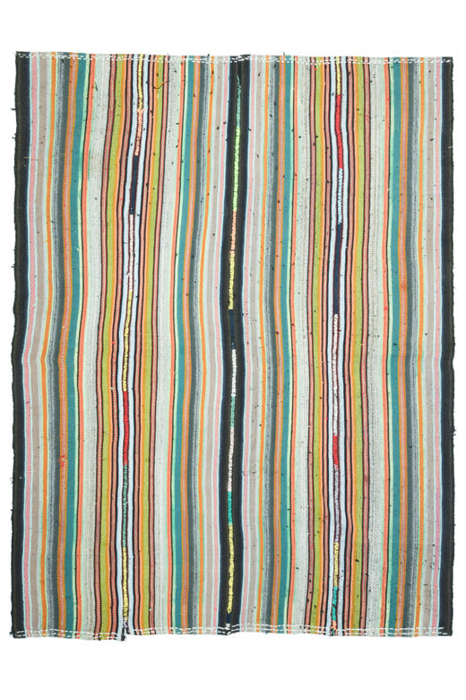 Vintage Handmade Striped Flatweave Carpet