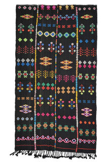 Nomadics Black Ethnic Carpet from 1970's - Thumbnail
