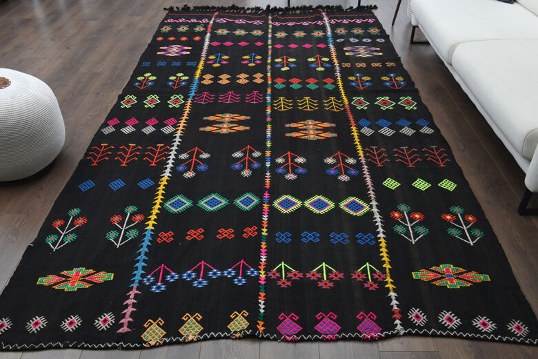 Nomadics Black Ethnic Carpet from 1970's