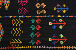 Nomadics Black Ethnic Carpet from 1970's - Thumbnail