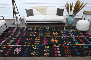 Nomadics Black Ethnic Carpet from 1970's - Thumbnail