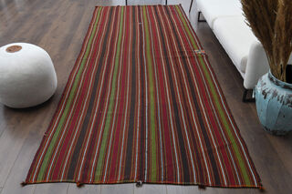 Striped Wide Rug Runner from 1970's - Thumbnail