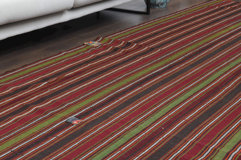 Striped Wide Rug Runner from 1970's