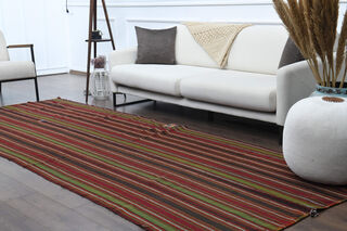 Striped Wide Rug Runner from 1970's - Thumbnail